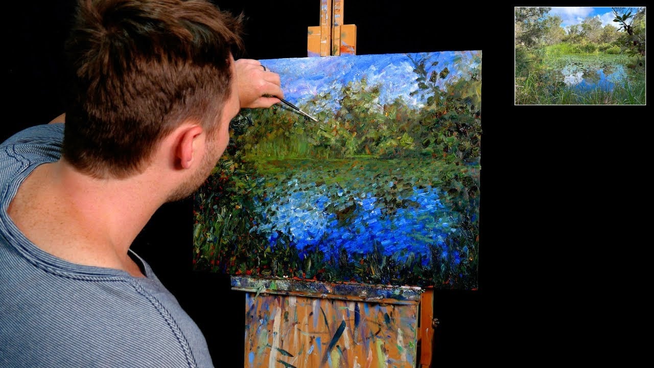 How I Painted This Simple Landscape Using Broken Color and Multicolored Strokes