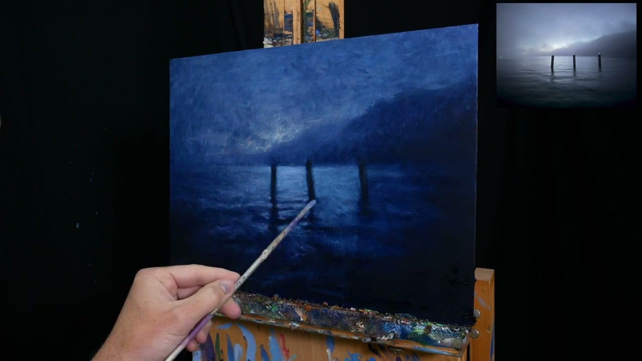 Eerie Morning From the Jetty (Oil Painting Time-Lapse)