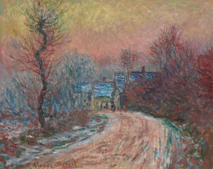 Claude Monet, Road to Giverny in Winter, Sunset, 1885
