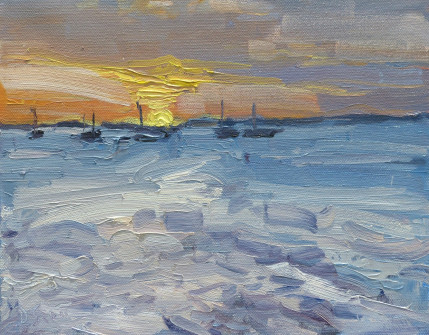 Dan Scott, Sunset Study, Kingfisher Bay, Oil, 10x12 Inches, 2017