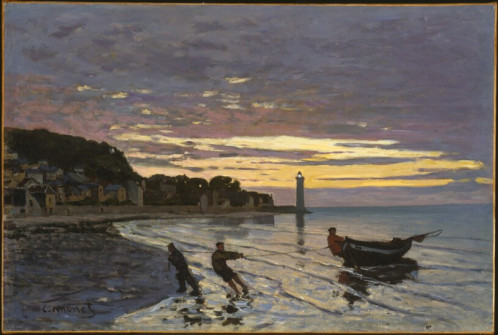 Claude Monet, Hauling a Boat Ashore, Honfleur, 1864