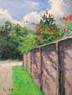 Dan Scott, Gumdale, Red Flowers, Blue Sky, 2022