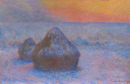 Claude Monet, Grainstacks at Sunset, Snow Effect, 1890–91