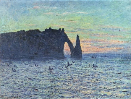 Claude Monet, Etretat, the Cliff of Aval at Sunset, 1883