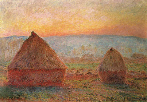 Claude Monet, Grainstacks at Giverny, Sunset, 1888–89