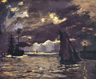 Claude Monet, Seascape, Ships in Moonlight, 1864