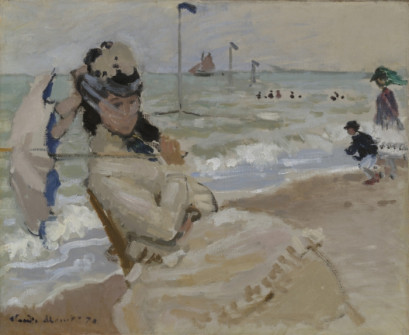 Claude Monet, Camille on the Beach in Trouville, 1870
