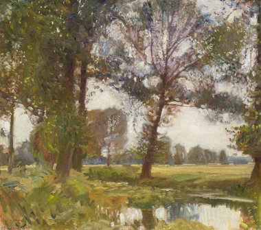 Alfred James Munnings, Poplars, River Waveney, 1911