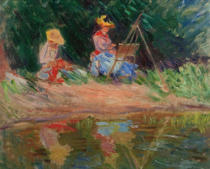Claude Monet, Blanche Monet Painting with her Sister Suzanne on the Bank of the River, 1887