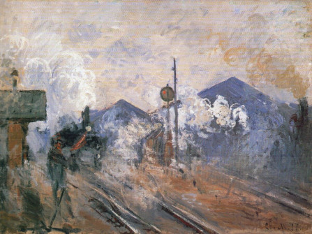 Claude Monet, Exterior of the Saint-Lazare Station, Arrival of a Train, 1877