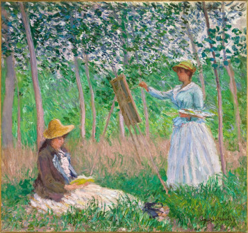 Claude Monet, In the Woods at Giverny Blanche Hoschedé at her Easel with Suzanne Hoschedé Reading, 1887