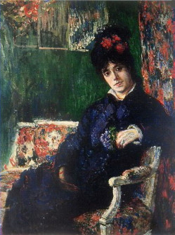 Claude Monet, Portrait of Camille With a Bouquet of Violets, 1877