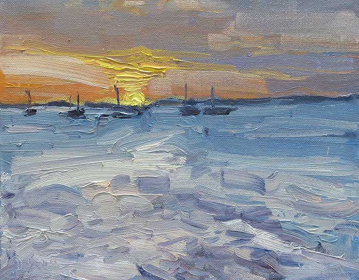 Sunset Study, Kingfisher Bay, Oil, 10x12 Inches, 2017