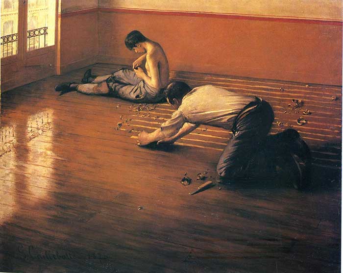 类似配色方案|  古斯塔夫·卡耶伯特（Gustave Caillebotte），镶木地板刨床，1876年