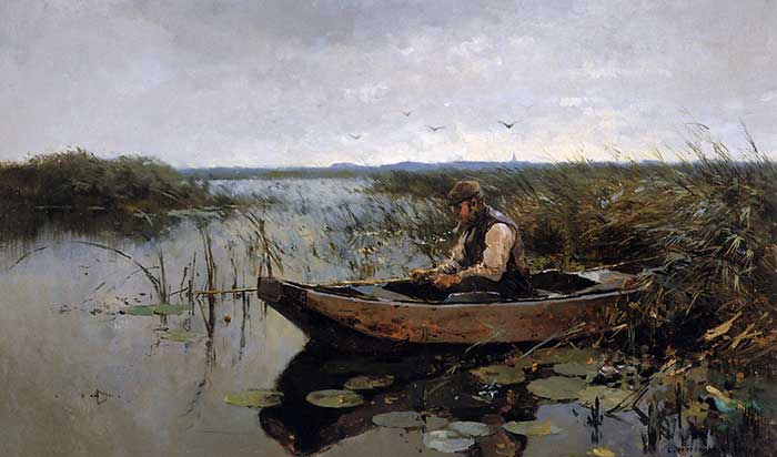 Cornelis Vreedenburgh, Fisherman On A Poldercanal