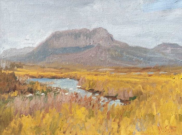 Overland Track, Yellow Landscape, Oil, 12x16 Inches, 2018