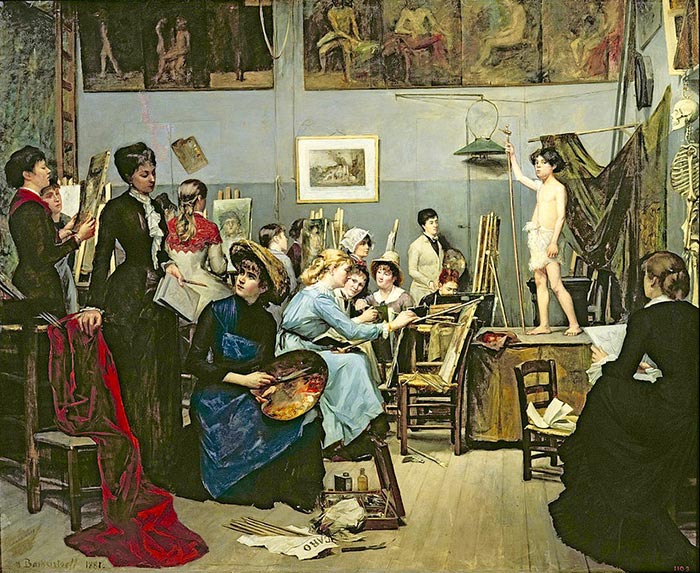 Marie Bashkirtseff, Robert-Fleury's Atelier at Académie Julian for female art students, 1881
