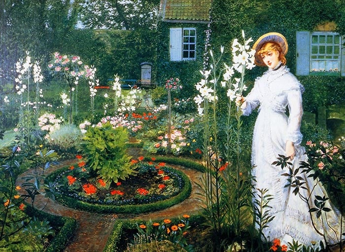 约翰·阿特金森·格里姆肖（John Atkinson Grimshaw），《花园中的女王》，1877年