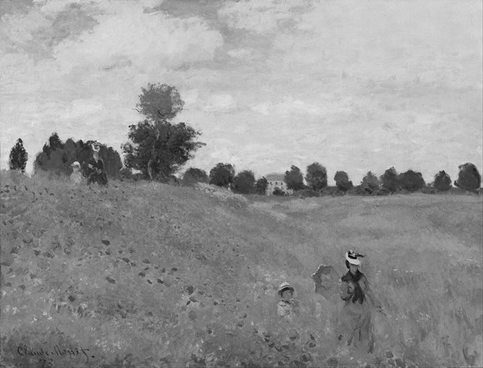 Claude Monet, Poppies, 1873 (Grayscale)