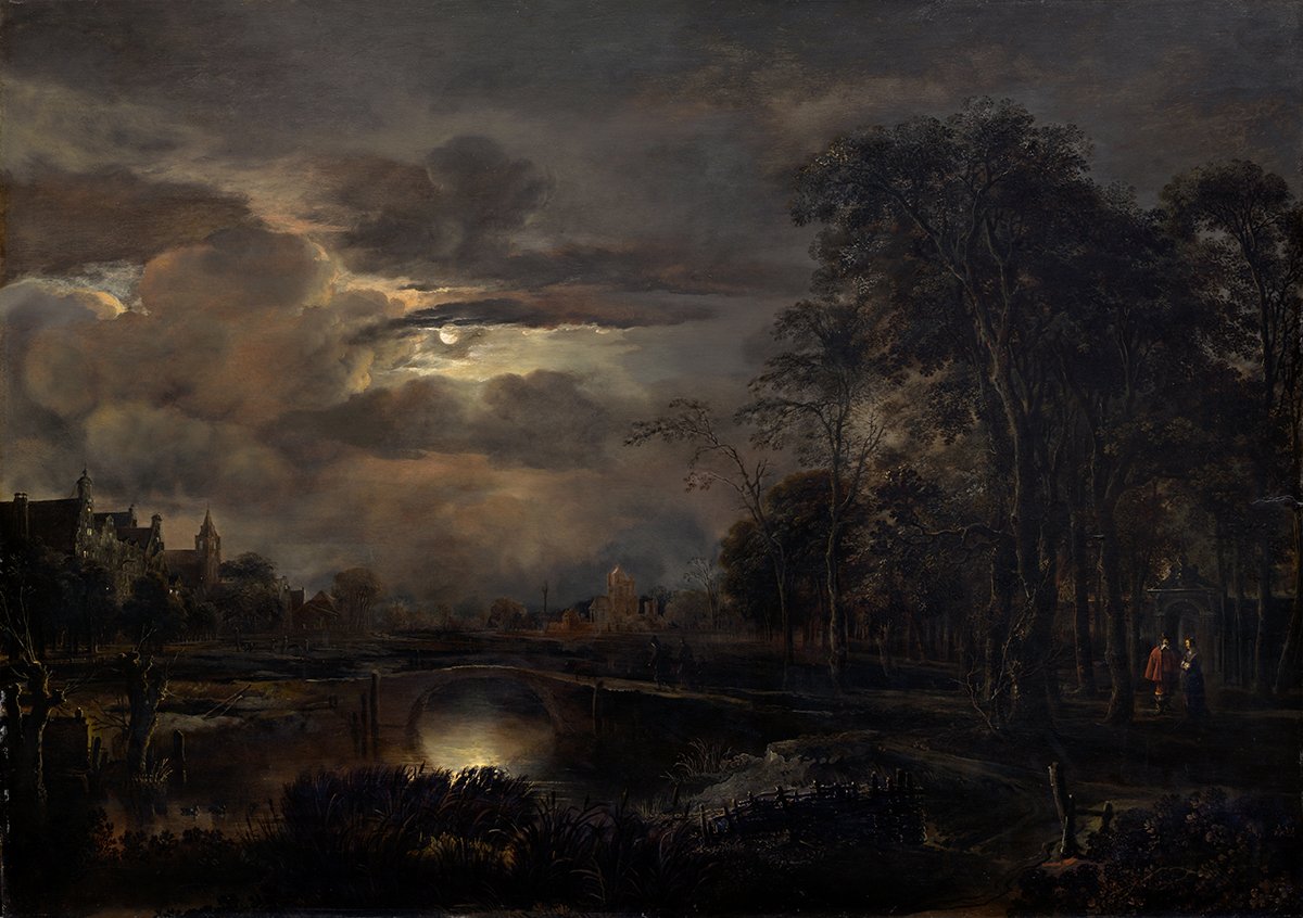 Aert van der Neer, Moonlit Landscape With Bridge, c.1640