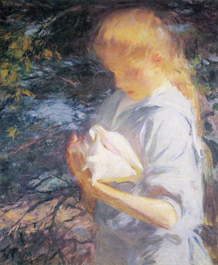 Frank W. Benson, Eleanor Holding a Shell, 1902