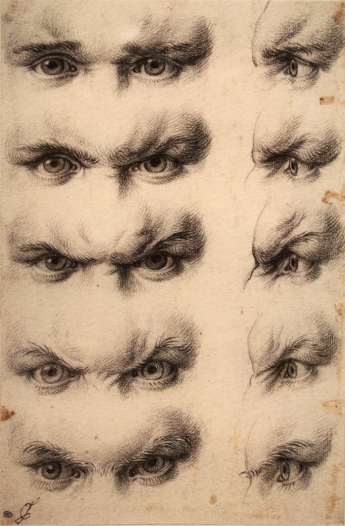 Charles Le Brun,Etudes pour des yeux humains, circa 1671