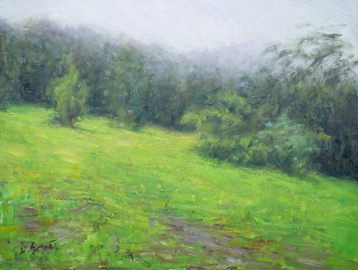Dan Scott, Misty, Green Landscape, 2025