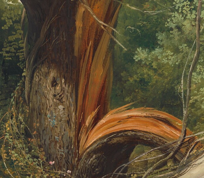 Horace Vernet, Hunting in the Pontine Marshes, 1833, Detail, Tree Detail