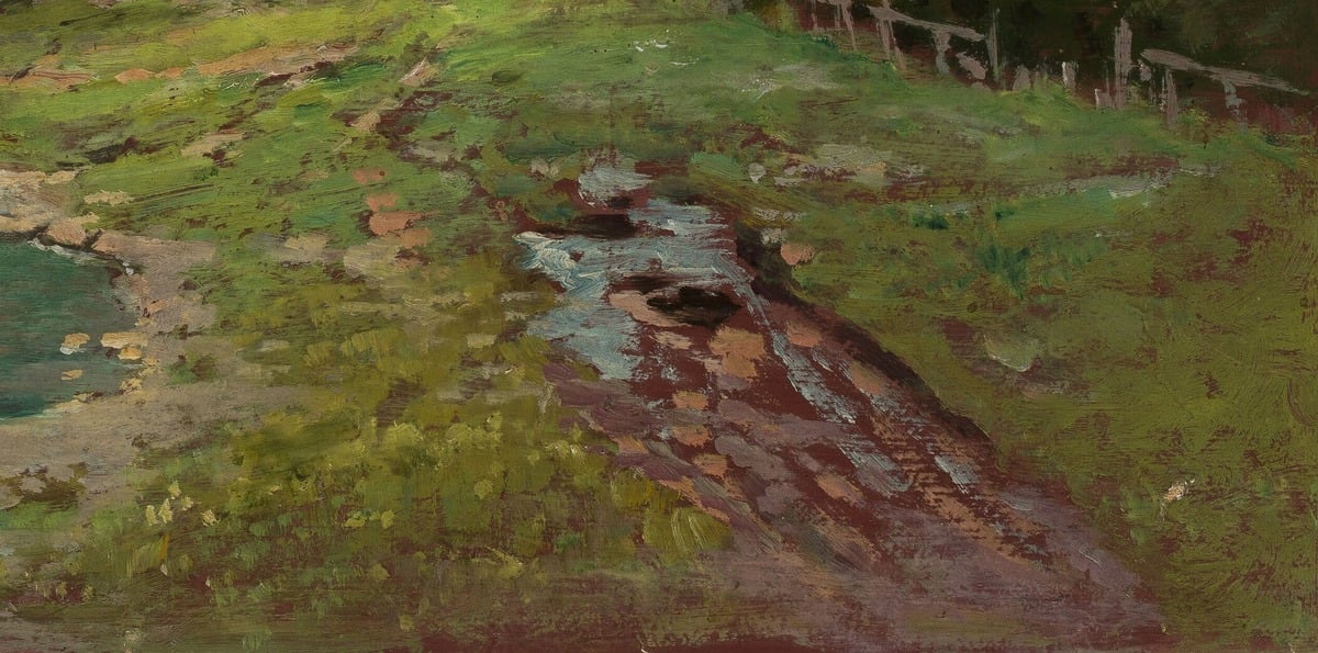 Carl Ernst Morgenstern, Landscape With a Lake in the Mountains, 1920, Ground Closeup